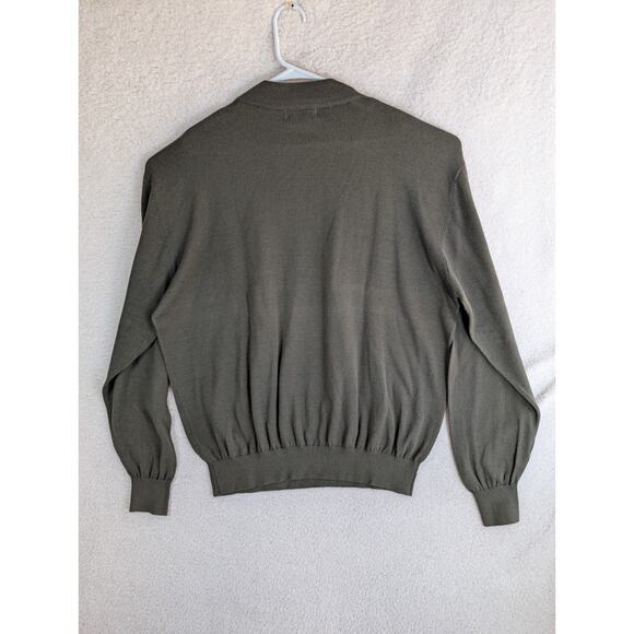 Vintage Norm Thompson Sweater Mens XL Green Silk Blend Ribbed Soft Lightweight - Picture 2 of 16